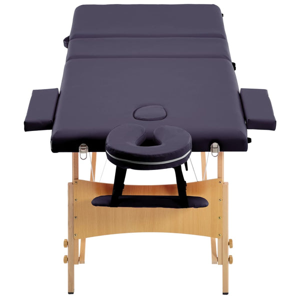 Klappbare Massageliege 3-Zonen Holz Lila