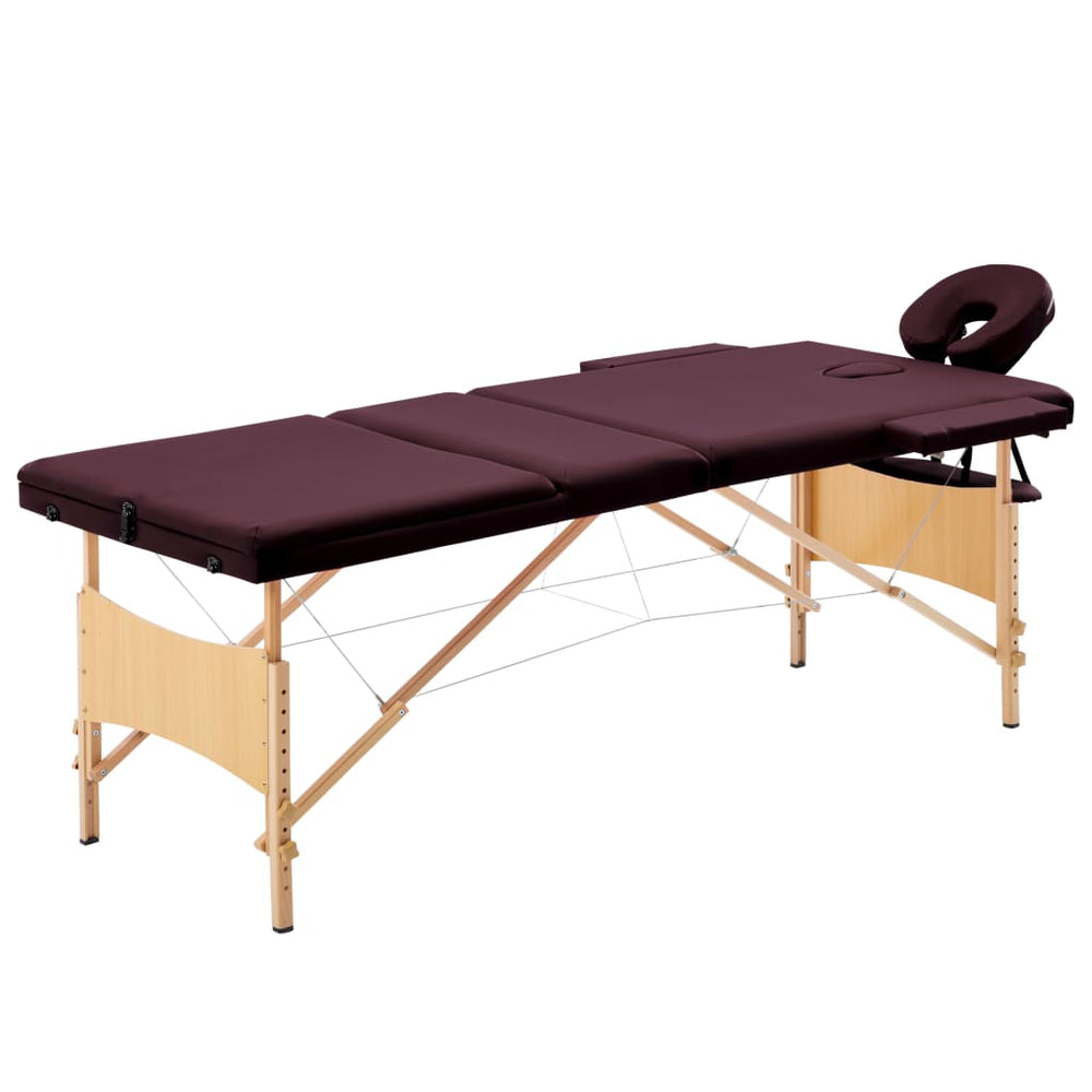 Klappbare Massageliege 3-Zonen Bordeaux-Lila