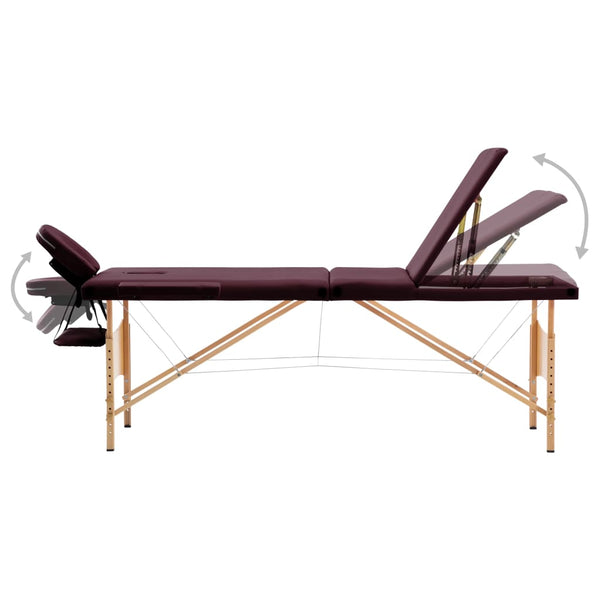 Klappbare Massageliege 3-Zonen Bordeaux-Lila