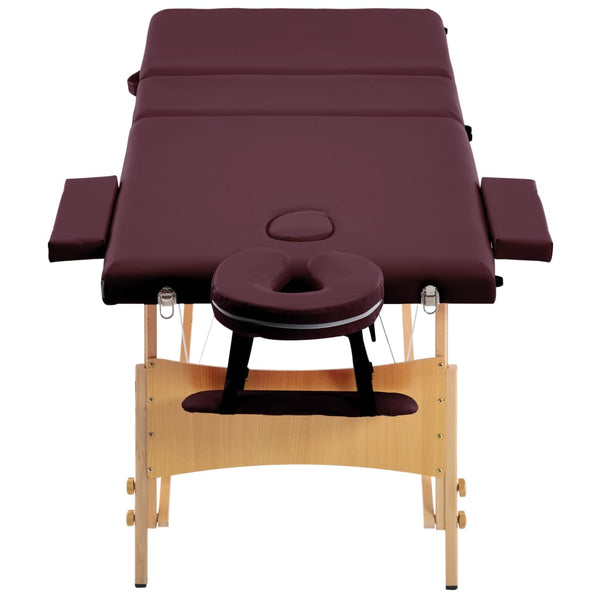Klappbare Massageliege 3-Zonen Bordeaux-Lila