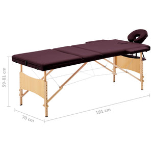 Klappbare Massageliege 3-Zonen Bordeaux-Lila