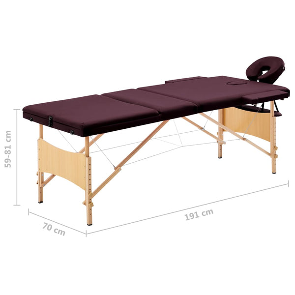 Klappbare Massageliege 3-Zonen Bordeaux-Lila