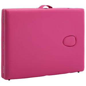 vidaXL Table de massage pliante 2 zones avec cadre en aluminium rose