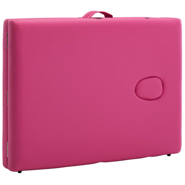 vidaXL Table de massage pliante 2 zones avec cadre en aluminium rose