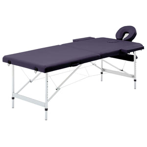 Table de massage pliante vidaXL 2 zones avec cadre en aluminium violette