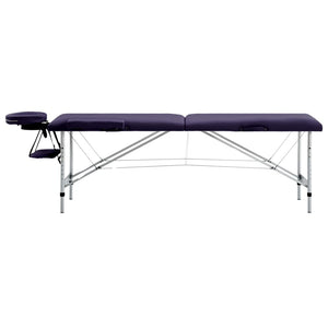 Table de massage pliante vidaXL 2 zones avec cadre en aluminium violette