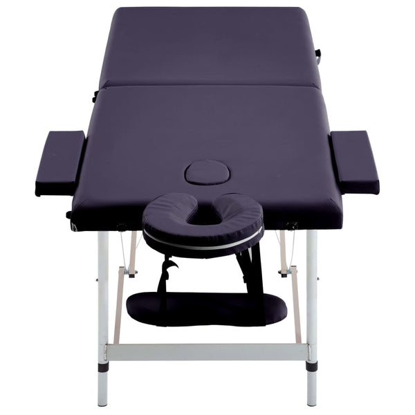 Table de massage pliante vidaXL 2 zones avec cadre en aluminium violette