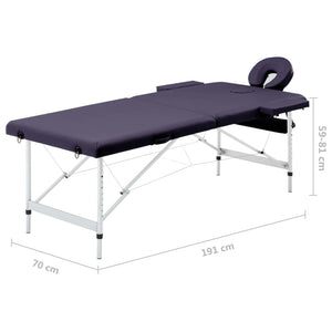Klappbare Massageliege 2-Zonen Lila