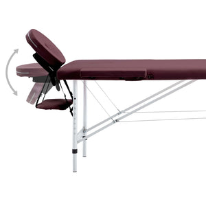 Klappbare Massageliege 2-Zonen Bordeaux-Lila