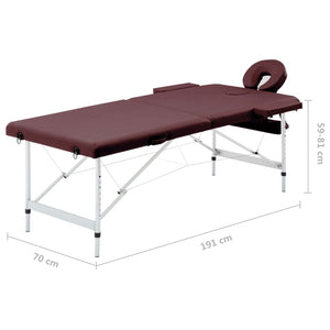 Klappbare Massageliege 2-Zonen Bordeaux-Lila