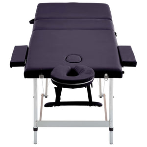 Table de massage pliante 3 zones vidaXL avec cadre en aluminium violette