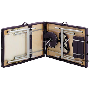Table de massage pliante 3 zones vidaXL avec cadre en aluminium violette