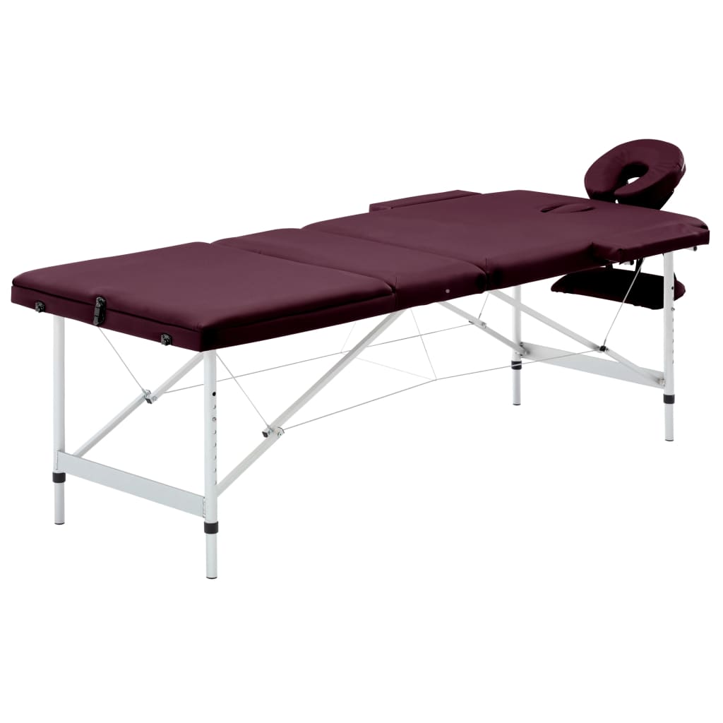 Klappbarer Massagetisch 3 Zonen Dunkellila