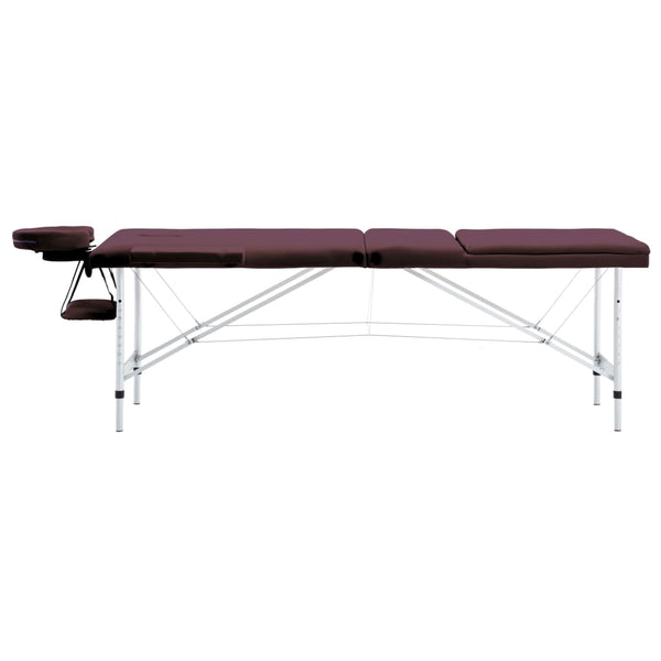 Klappbarer Massagetisch 3 Zonen Dunkellila