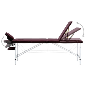 Klappbarer Massagetisch 3 Zonen Dunkellila