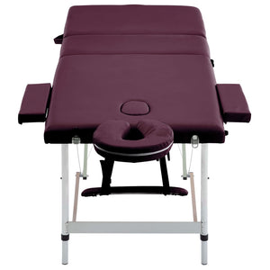 Klappbarer Massagetisch 3 Zonen Dunkellila