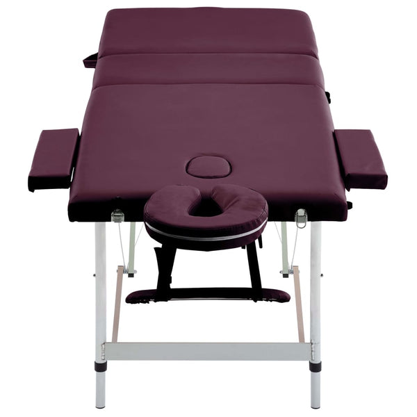Klappbarer Massagetisch 3 Zonen Dunkellila