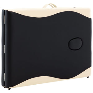 Klappbare Massageliege 2-Zonen Holz Schwarz/Beige