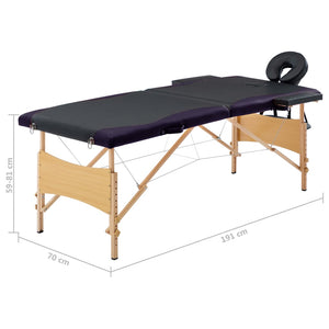 Klappbare Massageliege 2-Zonen Schwarz