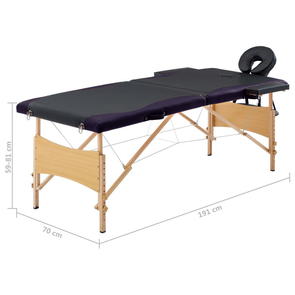 Klappbare Massageliege 2-Zonen Schwarz