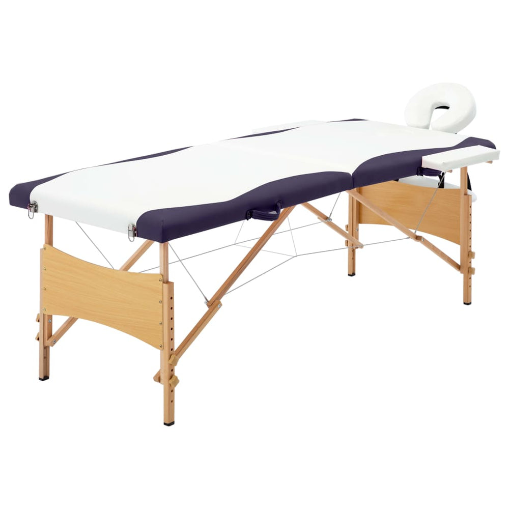 Klappbare Massageliege 2-Zonen Weiß/Lila