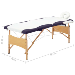 Klappbare Massageliege 2-Zonen Weiß/Lila