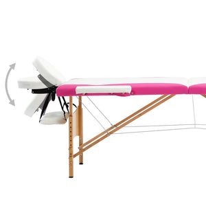Klappbare Massageliege 2-Zonen Weiß & Rosa