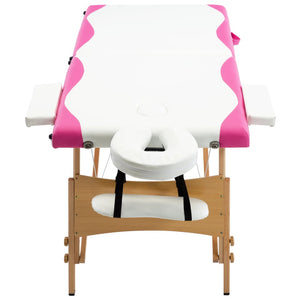 Klappbare Massageliege 2-Zonen Weiß & Rosa