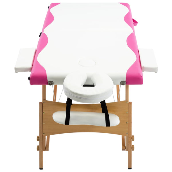 Klappbare Massageliege 2-Zonen Weiß & Rosa