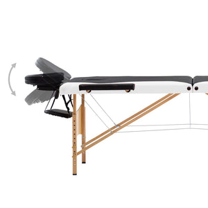 Klappbare Massageliege 3-Zonen Holz Schwarz/Weiß