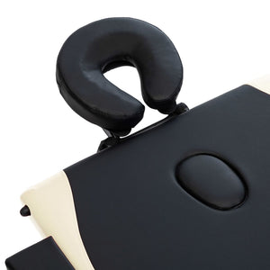 Klappbare Massageliege 3-Zonen Holz Schwarz/Beige