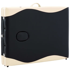 Klappbare Massageliege 3-Zonen Holz Schwarz/Beige