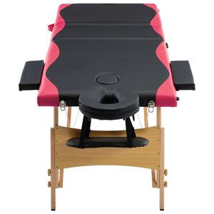 Klappbare Massageliege 3-Zonen Schwarz/Rosa
