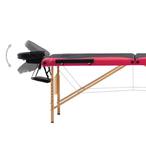 Klappbare Massageliege 3-Zonen Schwarz/Rosa
