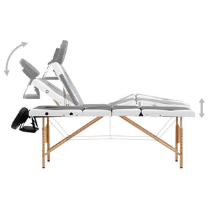 Klappbare Massageliege 4-Zonen Holz Schwarz/Weiß