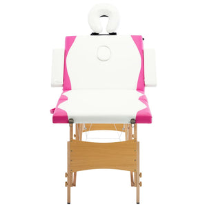 Klappbare Massageliege 4-Zonen Holz Weiß/Rosa