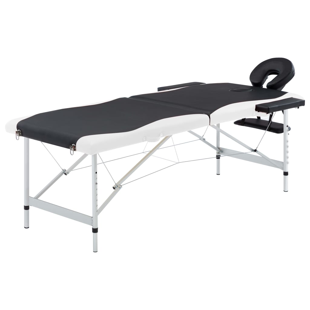 Klappbare Massageliege 2-Zonen Schwarz/Weiß