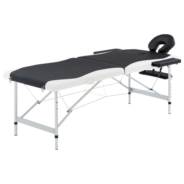 Klappbare Massageliege 2-Zonen Schwarz/Weiß