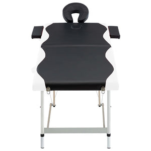 Massageliege Klappbar 2-Zonen Aluminiumgestell Schwarz und Weiß
