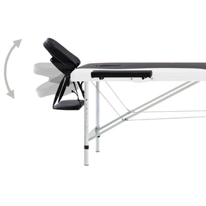 Klappbare Massageliege 2-Zonen Schwarz/Weiß