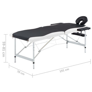 Klappbare Massageliege 2-Zonen Schwarz/Weiß