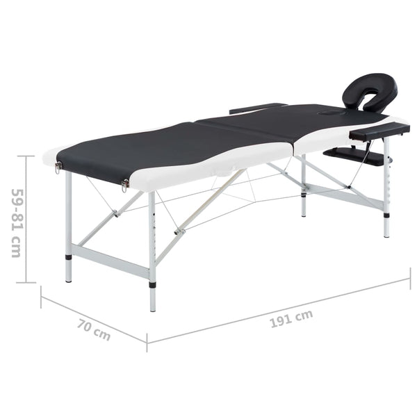 Klappbare Massageliege 2-Zonen Schwarz/Weiß
