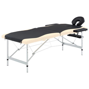 Klappbare Massageliege 2-Zonen Schwarz Beige