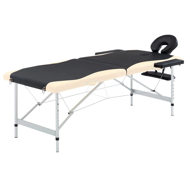 Klappbare Massageliege 2-Zonen Schwarz Beige