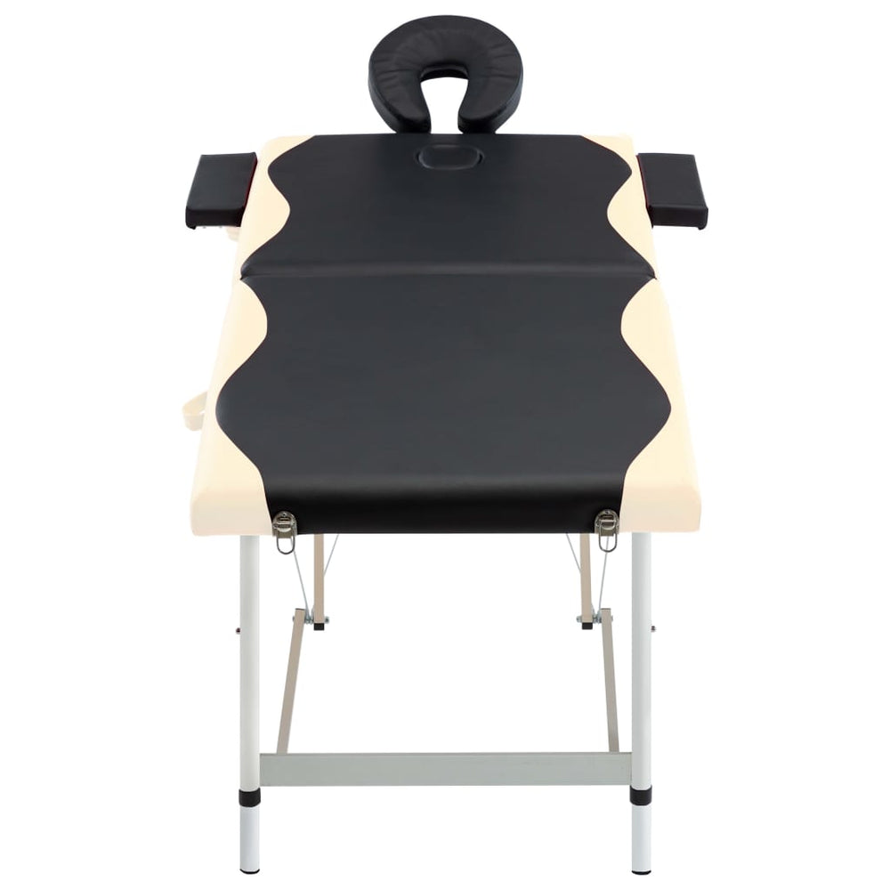 Klappbare Massageliege 2-Zonen Schwarz Beige
