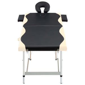 Klappbare Massageliege 2-Zonen Schwarz Beige