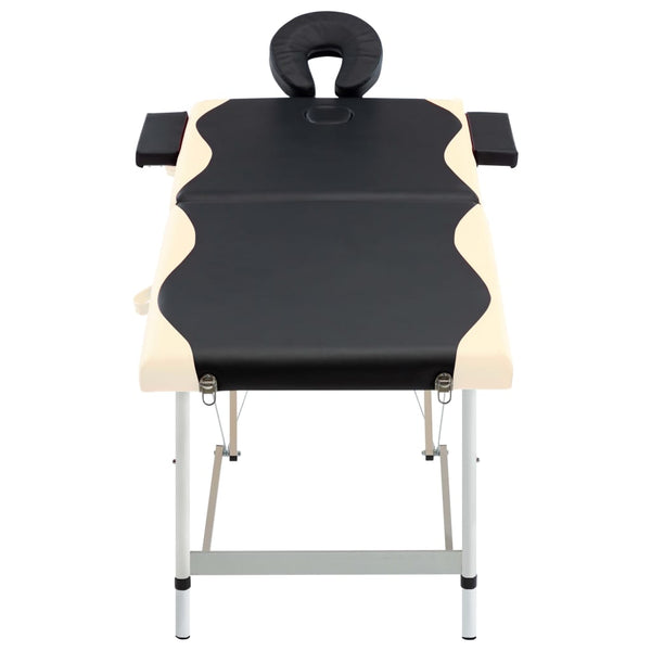 Klappbare Massageliege 2-Zonen Schwarz Beige