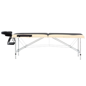 Klappbare Massageliege 2-Zonen Schwarz Beige