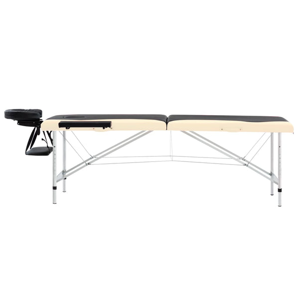 Klappbare Massageliege 2-Zonen Schwarz Beige