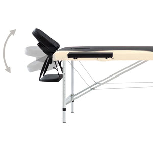 Klappbare Massageliege 2-Zonen Schwarz Beige